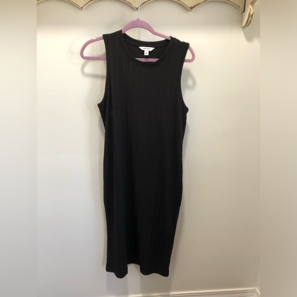 Nine West Black Ribbed Midi Dress